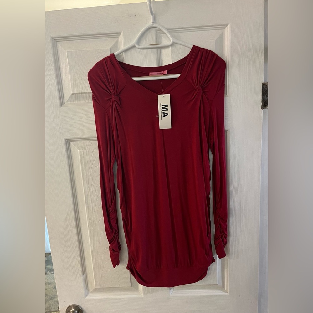 2/$20 - NWT Red Stretchy Knit Comfy Maternity Top - S